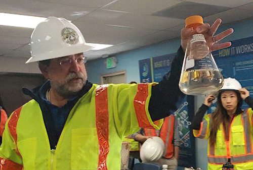 A teacher talks about water in the classroom