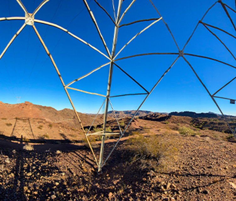Power lines running through the desert nearby Metropolitan's facilities
